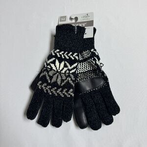 ISOTONER ecoComfort SmarTouch Gloves Women's One Size Black White